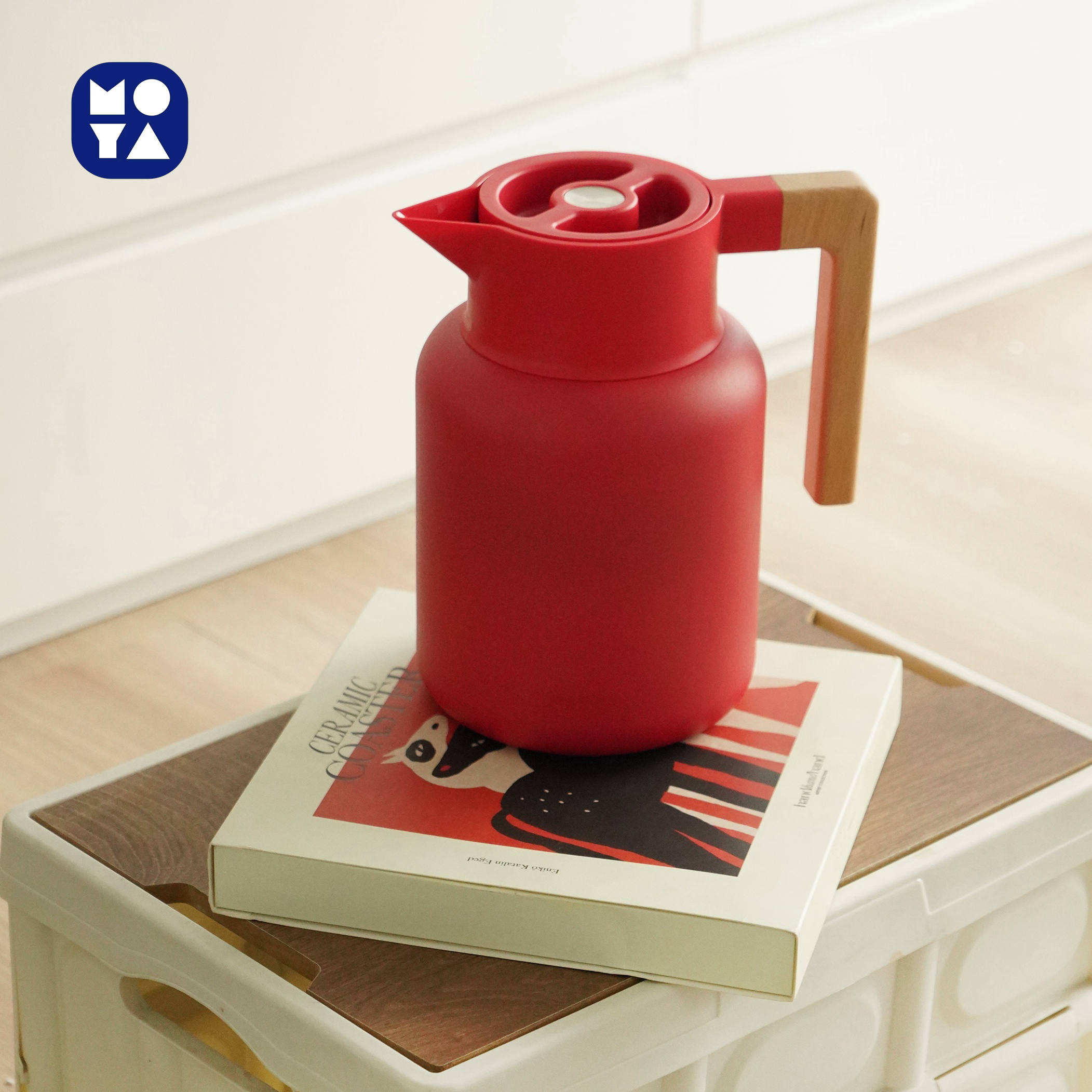 MOYA 1.3L Thermal Carafe with Wooden Handle – Double Wall Stainless Steel, Ideal for Hot Beverages