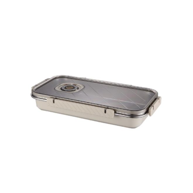 Beige stainless steel food storage container 2000ml