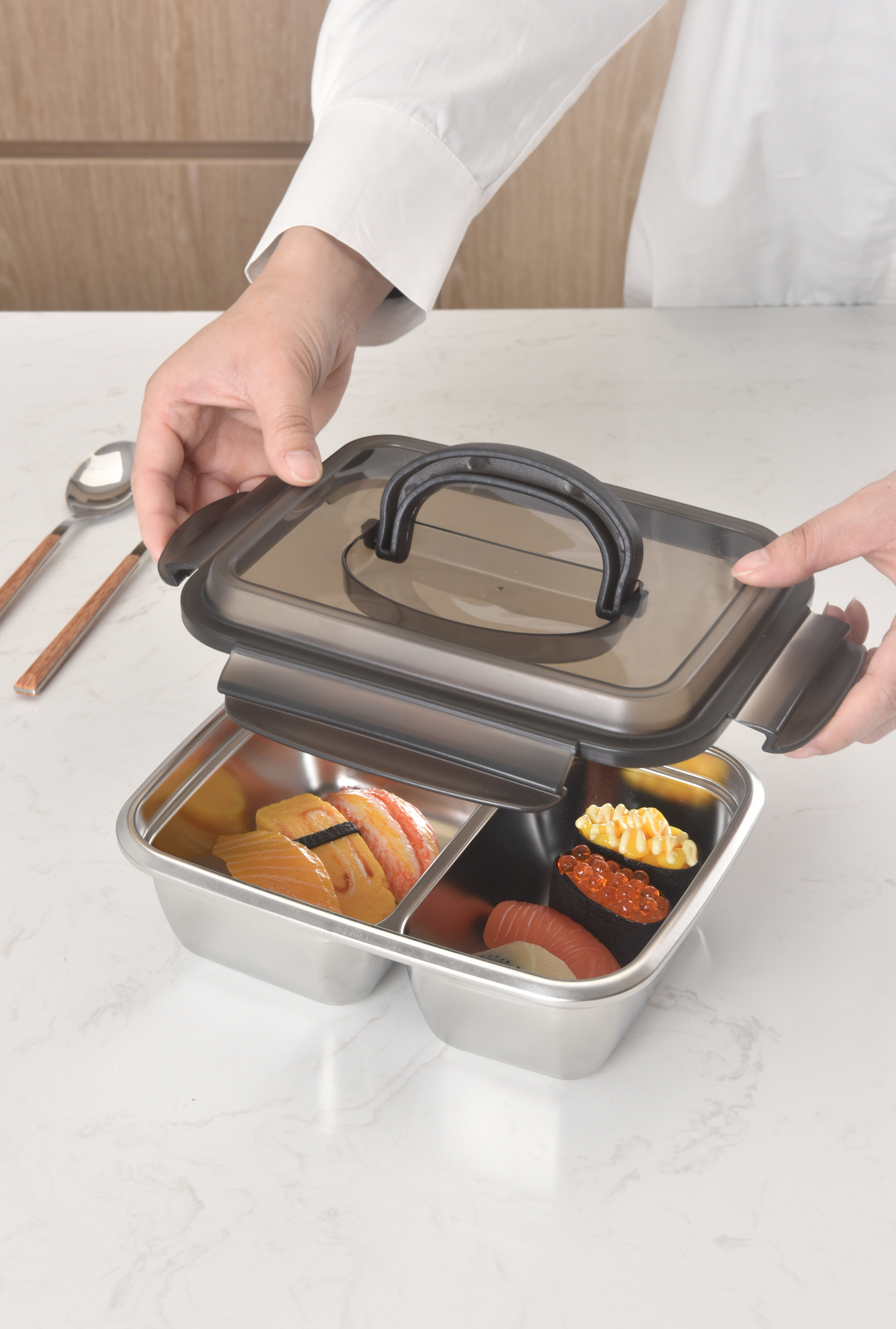 MOYA SUS304 Stainless Steel Insulated Food Storage Containers, Leak-Proof Fresh-Keeping Set with Multi Compartments for Camping & Meal Prep