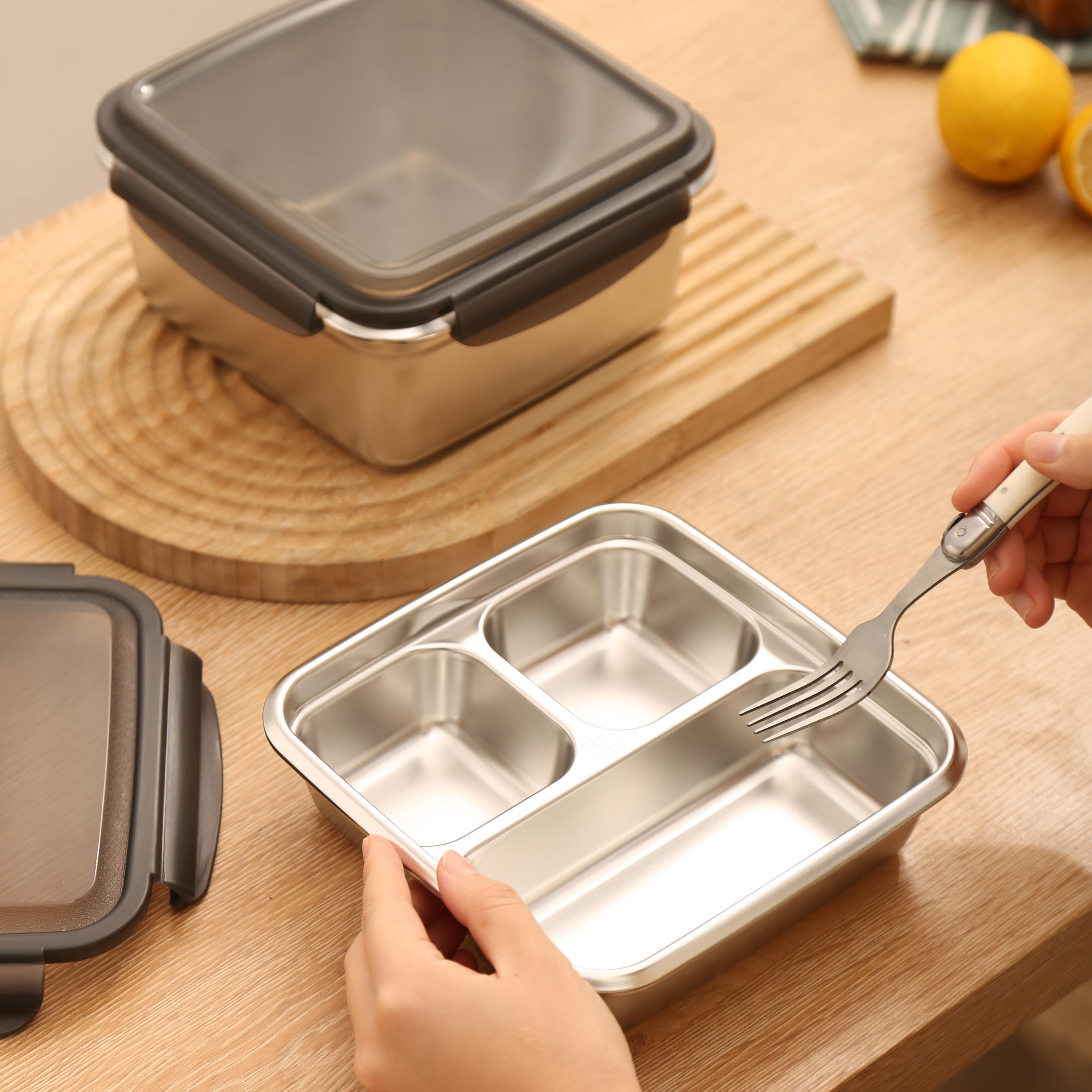 MOYA SUS304 Stainless Steel Insulated Food Storage Containers, Leak-Proof Fresh-Keeping Set with Multi Compartments for Camping & Meal Prep