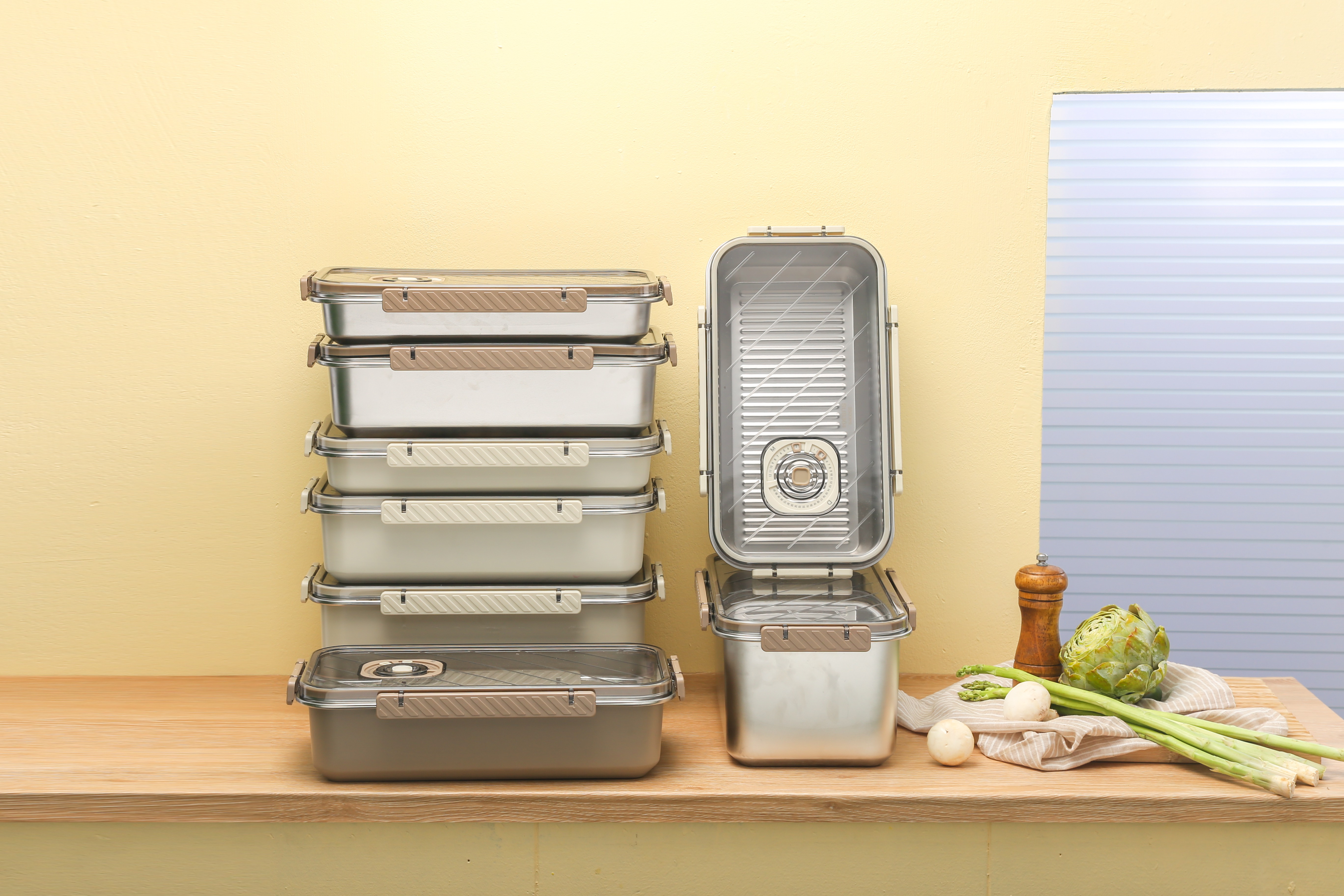 MOYA SUS304 Stainless Steel Insulated Food Storage Containers, Leak-Proof Fresh-Keeping Set with Multi Compartments for Camping & Meal Prep