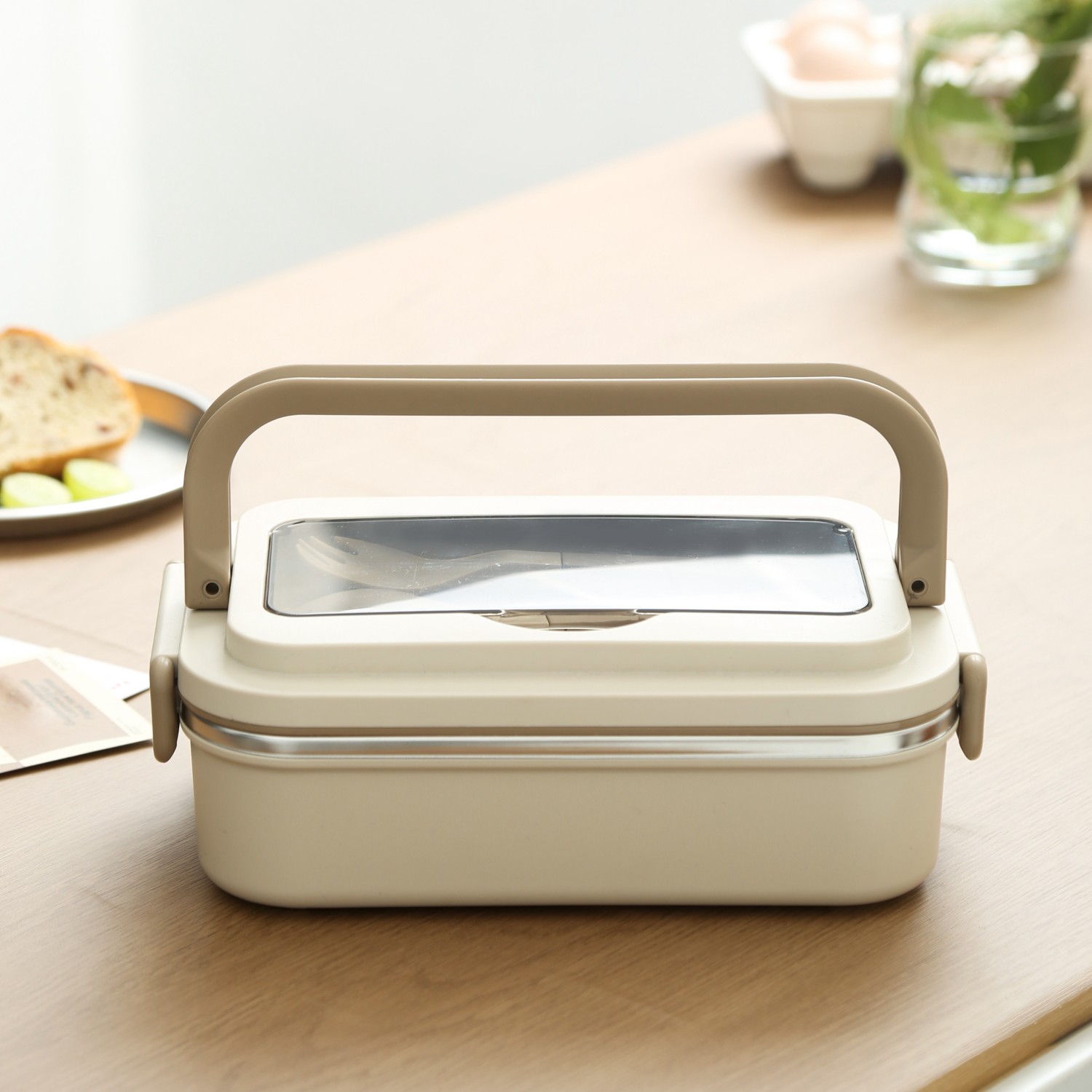 white single layer stylish lunch box