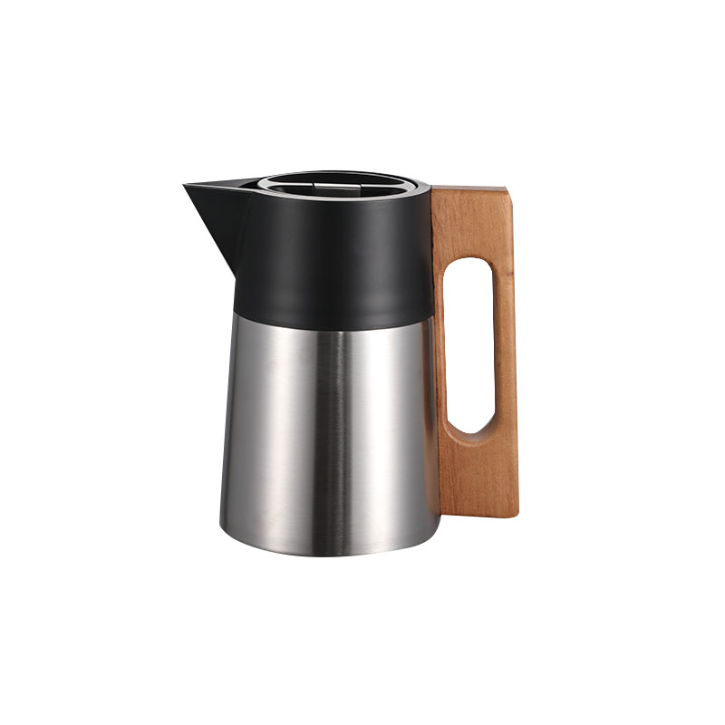 Elegant Pisa Style Thermal Carafe Set MOYA Pisa Style Stainless Steel Thermal Coffee Carafe with Wooden Handle, Vacuum Insulated Tea Pot