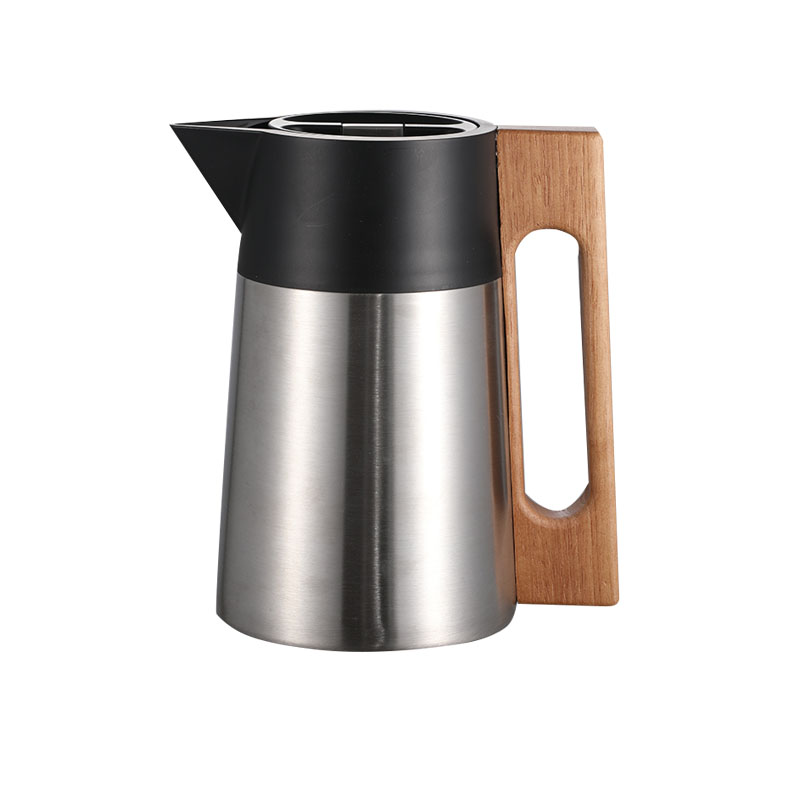 Elegant Pisa Style Thermal Carafe Set MOYA Pisa Style Stainless Steel Thermal Coffee Carafe with Wooden Handle, Vacuum Insulated Tea Pot