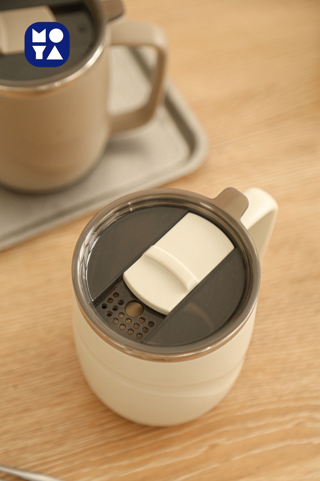 304 stainless steel insulated coffee mugs in beige and white — perfect for office, home, or coworker moments. Keeps drinks hot or cold for hours.