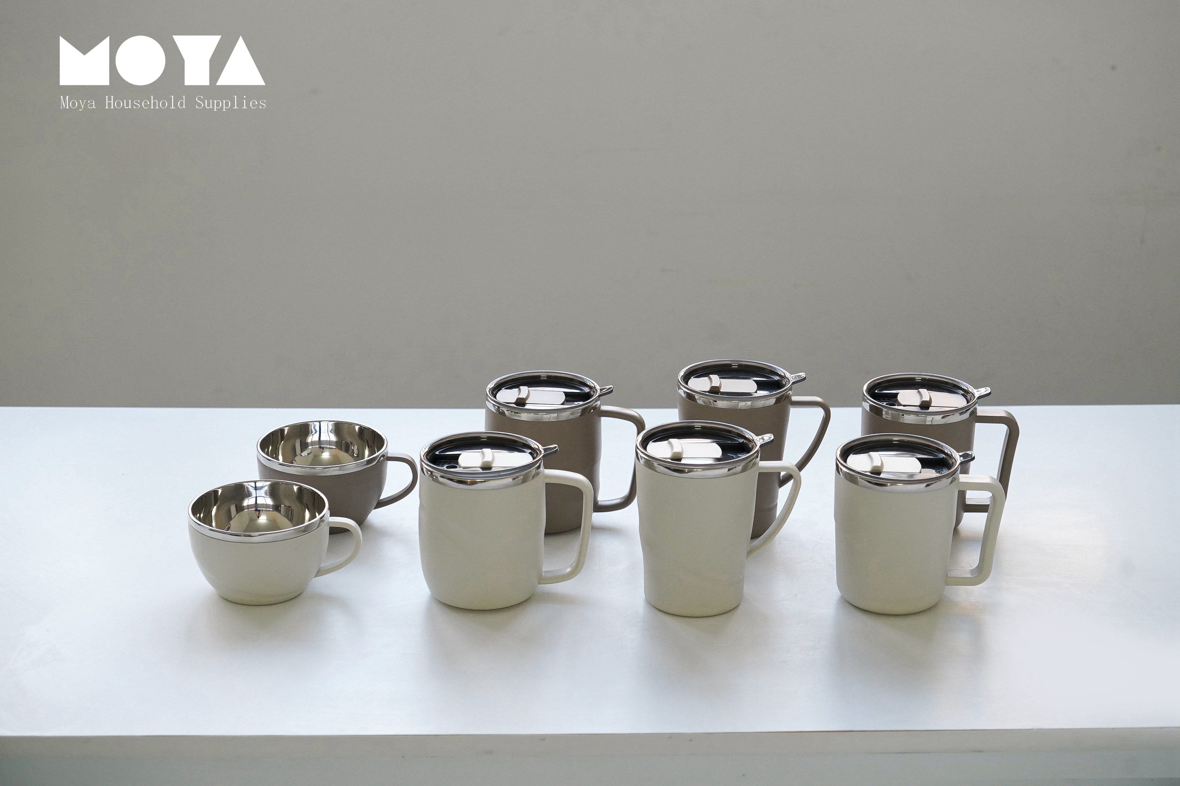 304 stainless steel insulated coffee mugs in beige and white — perfect for office, home, or coworker moments. Keeps drinks hot or cold for hours.