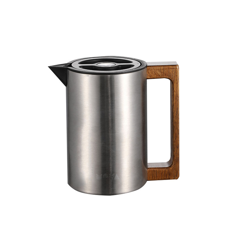 Elegant Danish Style Thermal Carafe Set MOYA Danish Style Stainless Steel Thermal Coffee Carafe with Wooden Handle, Vacuum Insulated Tea Pot