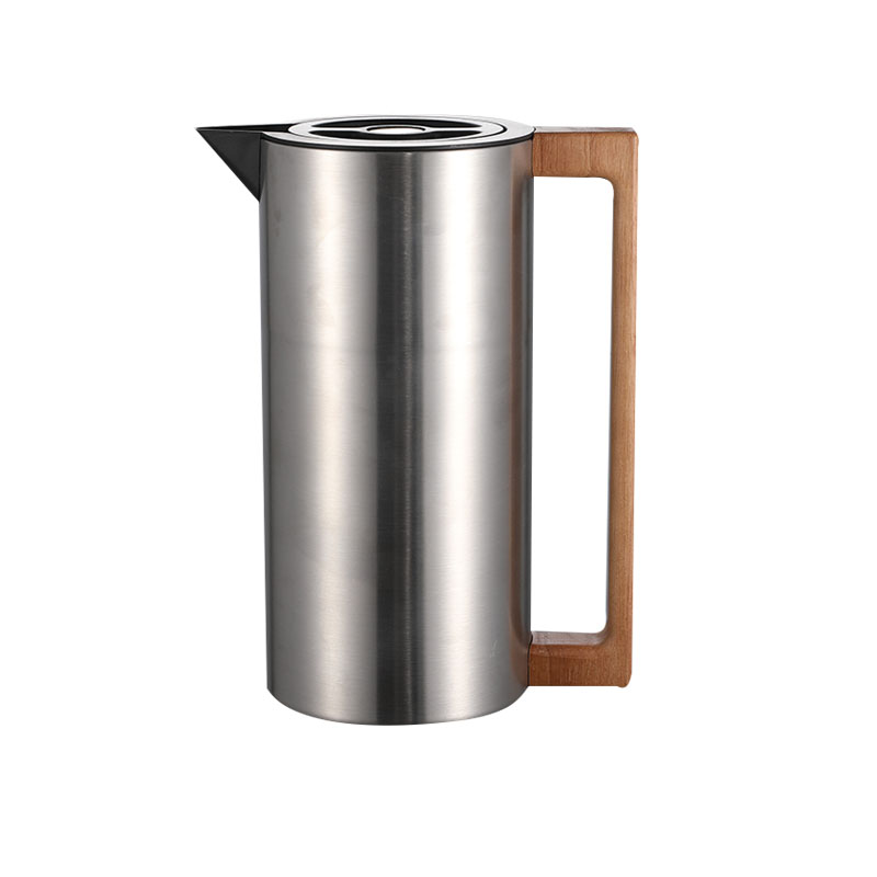 Elegant Danish Style Thermal Carafe Set MOYA Danish Style Stainless Steel Thermal Coffee Carafe with Wooden Handle, Vacuum Insulated Tea Pot