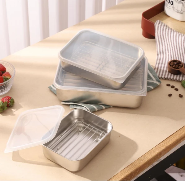 stainless steel food container surface