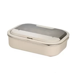Lancheira Bento portátil em aço inoxidável 304 com compartimento para adultos que trabalham