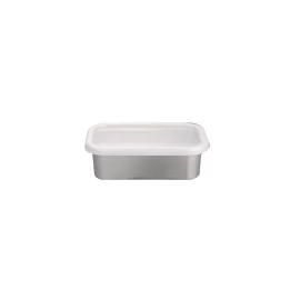 Striped-Bottom Stainless Steel Storage Box Clear PE Lid Leakproof Ideal for Food Preservation