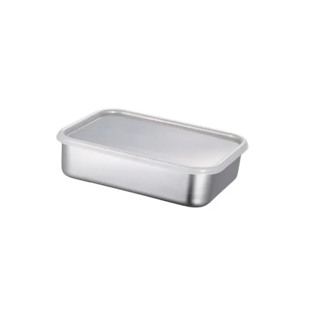 Stainless steel food storage box with striped bottom