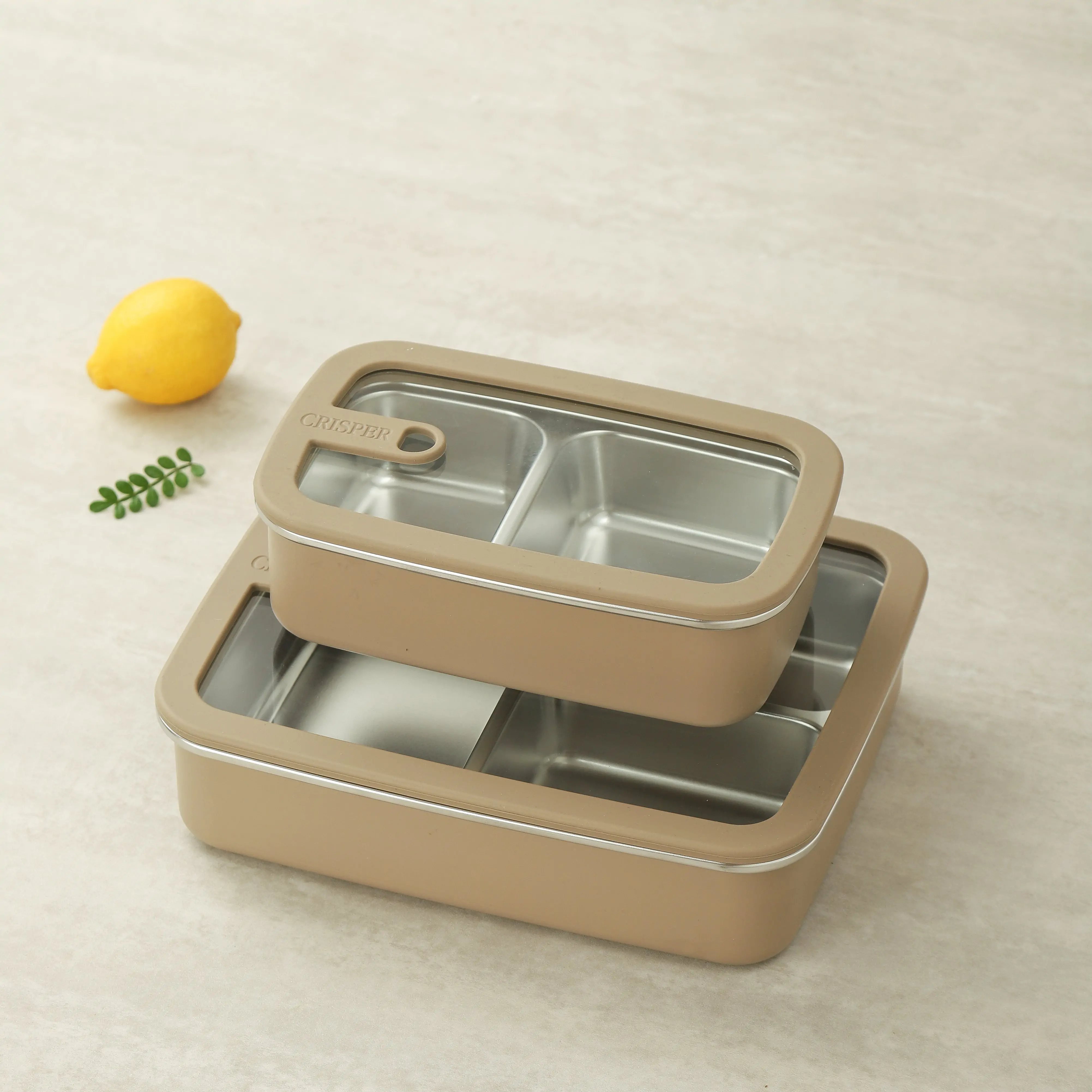 Stainless steel glass lid compartments lunch box