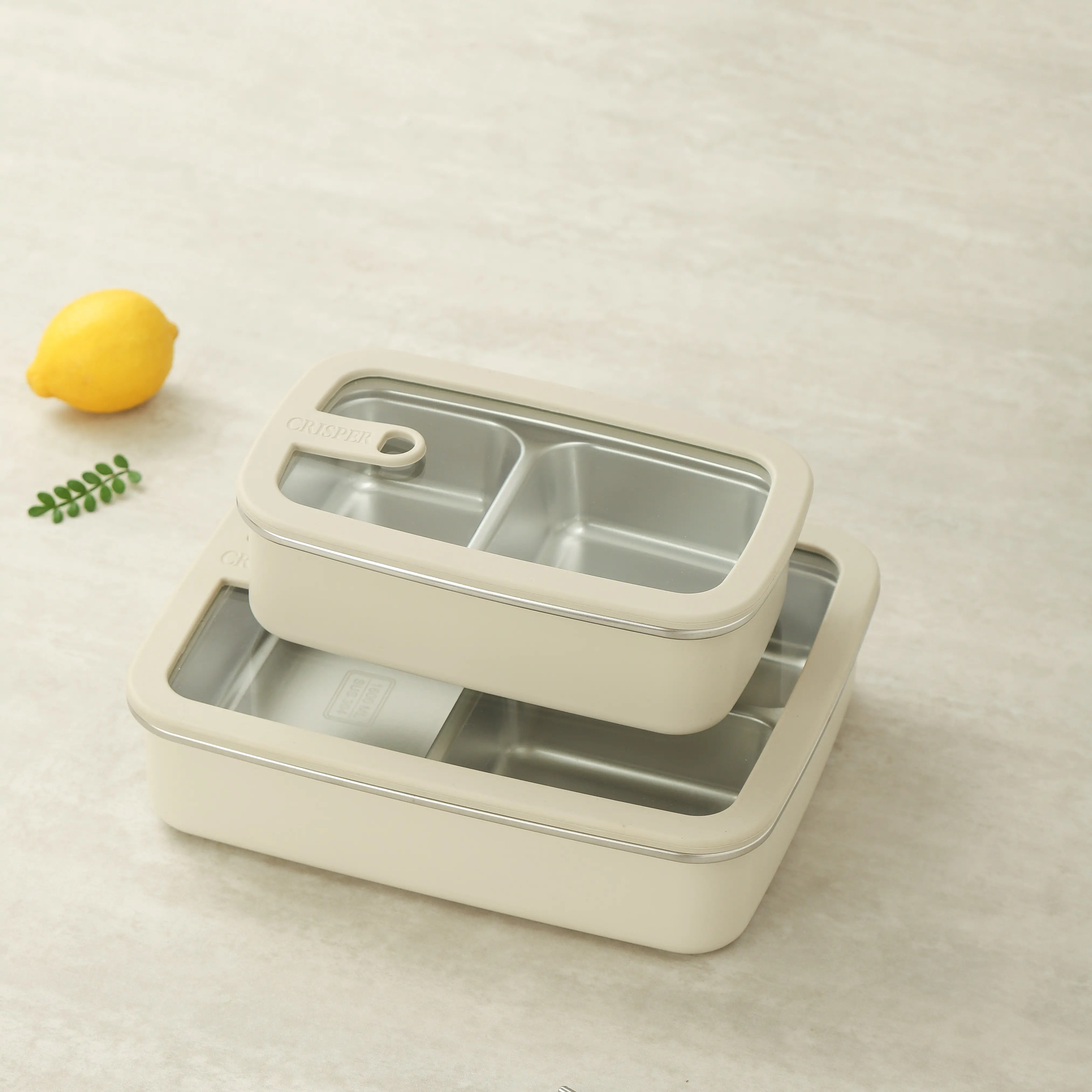 Stainless steel glass lid compartments lunch box