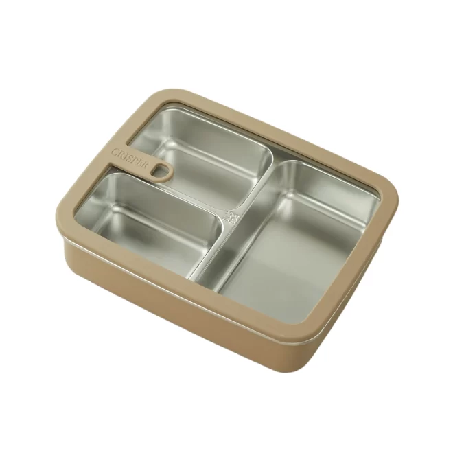 Stainless steel glass lid compartments lunch box