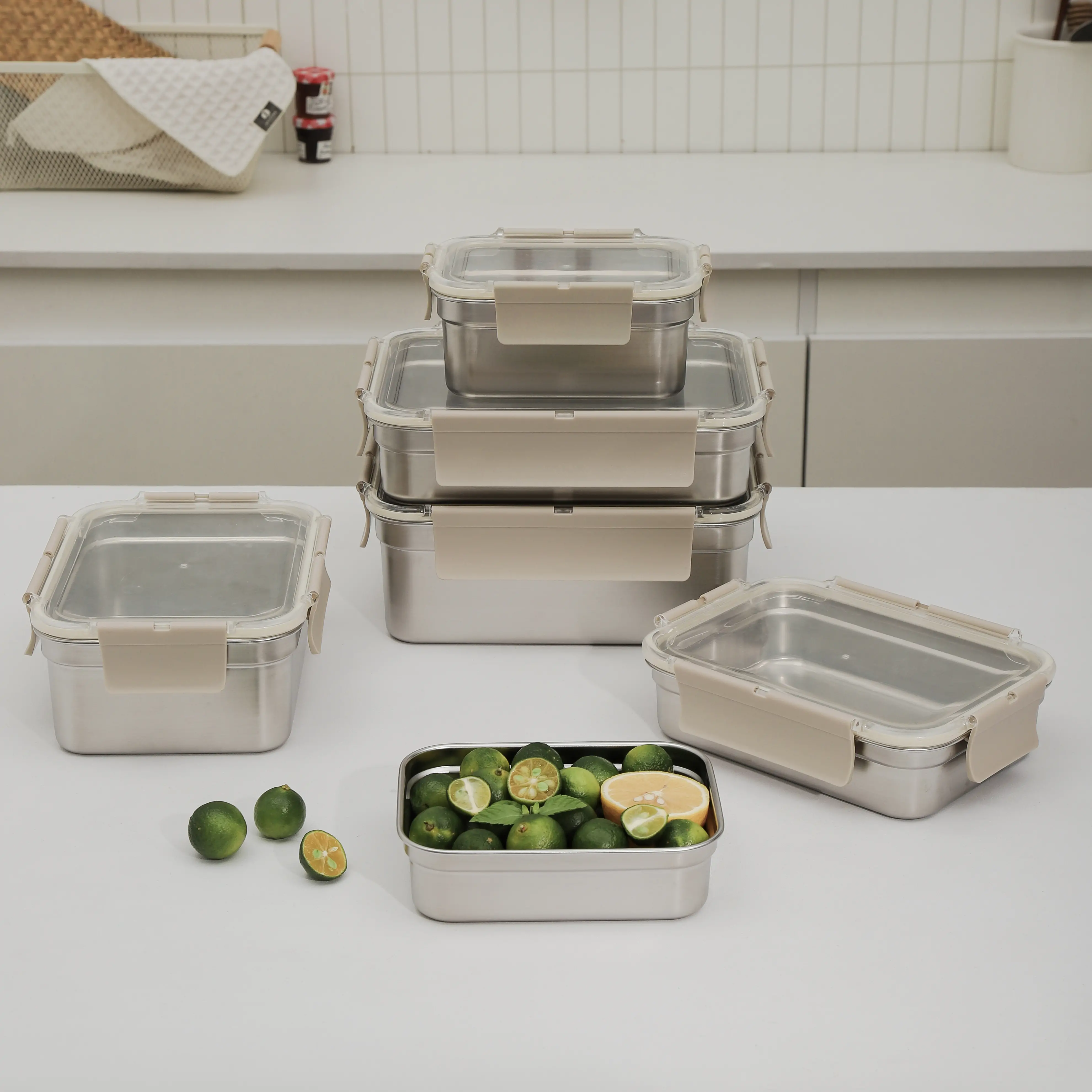 Transparent lid stainless steel food storage box