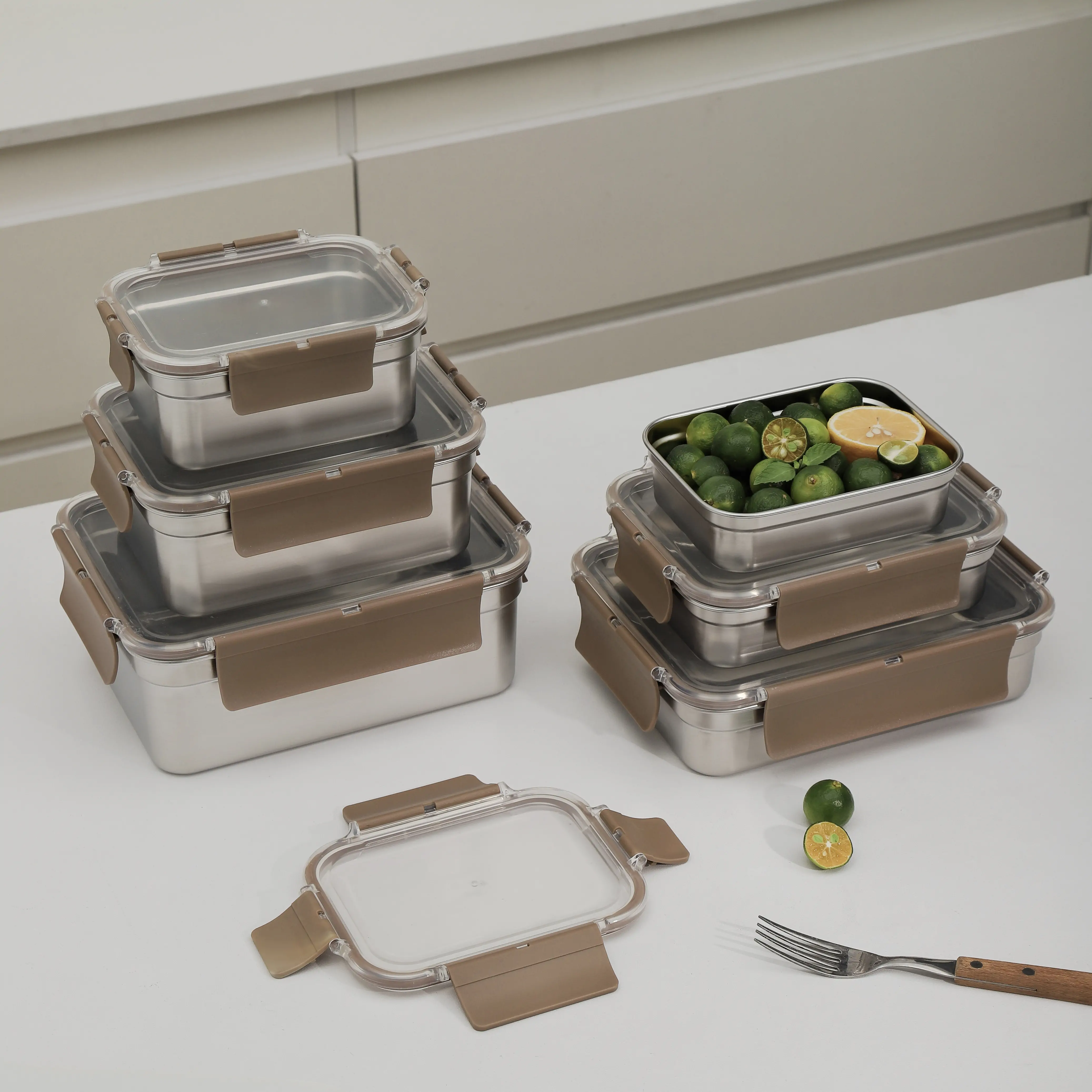 Transparent lid stainless steel food storage box