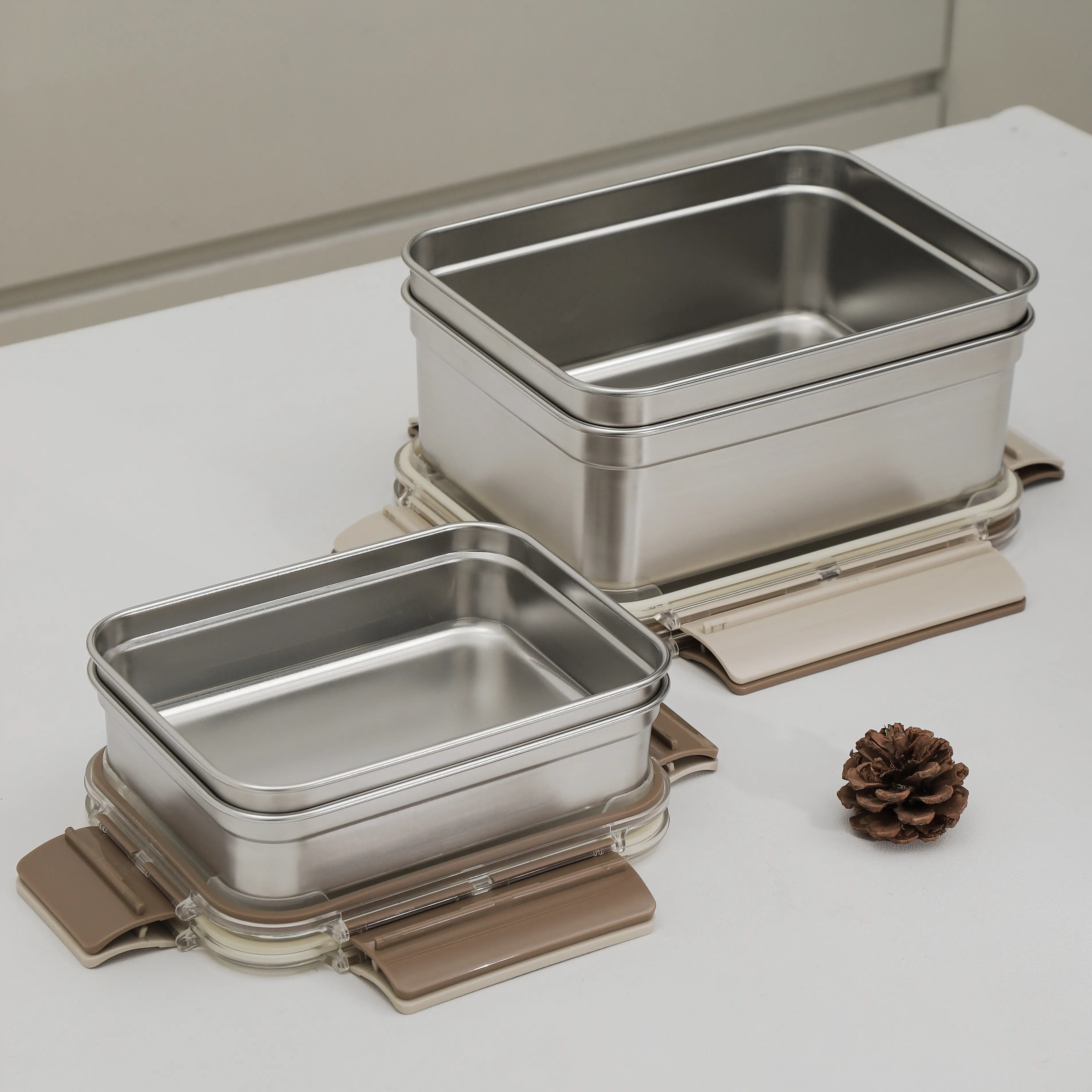 Transparent lid stainless steel food storage box