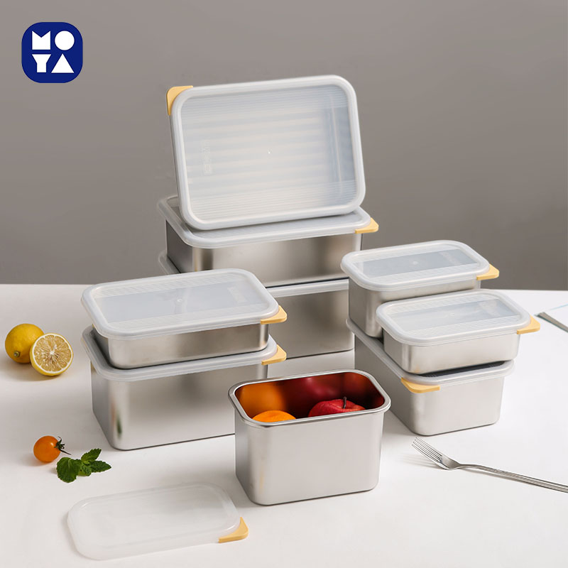 MOYA 304 Stainless Steel Food Storage Container with PE Lid, Single Box in Medium Size
