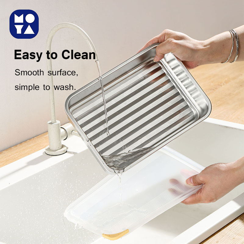 MOYA 304 Stainless Steel Food Storage Container with PE Lid, Single Box in Medium Size