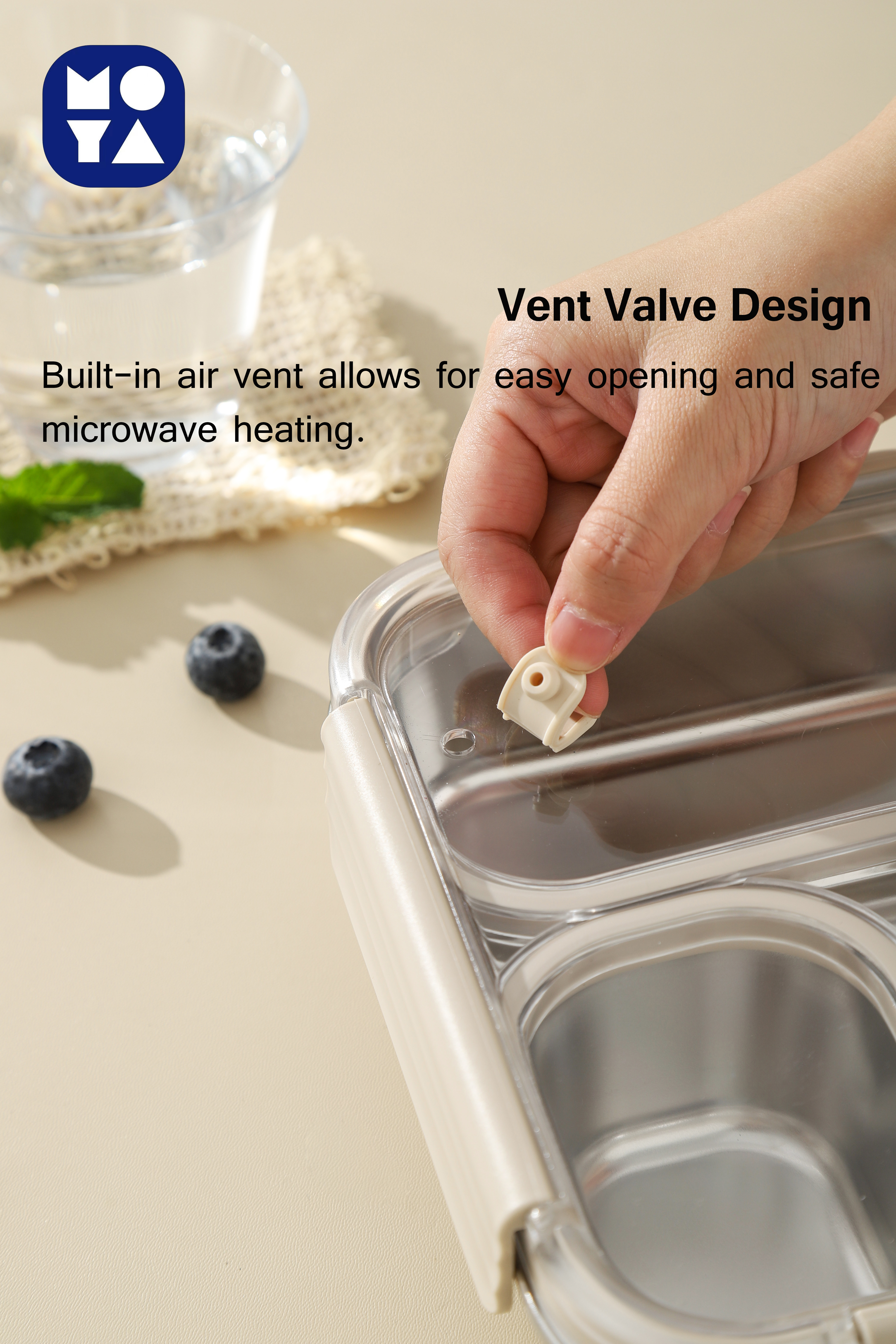 MOYA 304 Stainless Steel Bento Box with Open Compartments