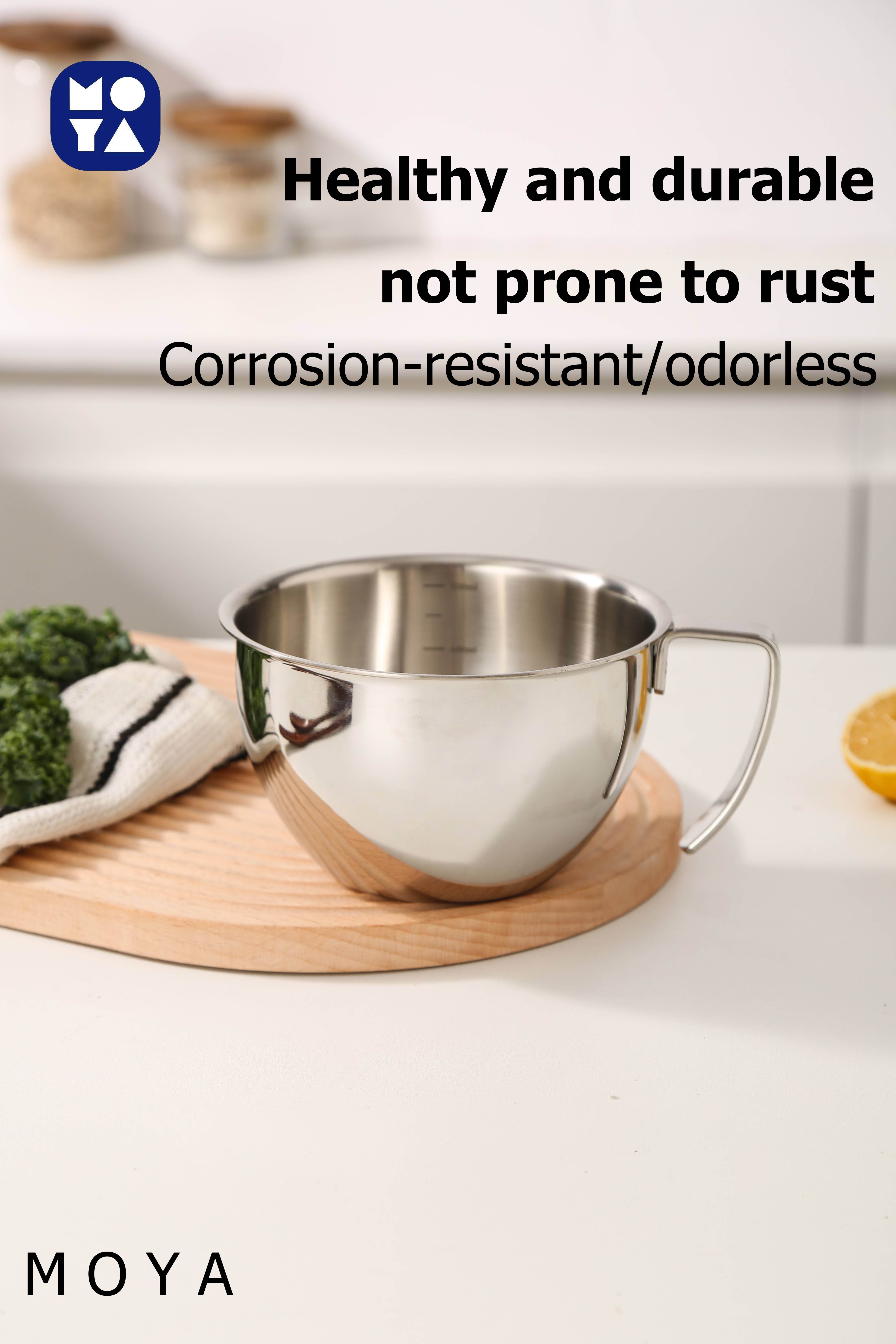 أوعية خلط من الفولاذ المقاوم للصدأ 304 مع مقبض