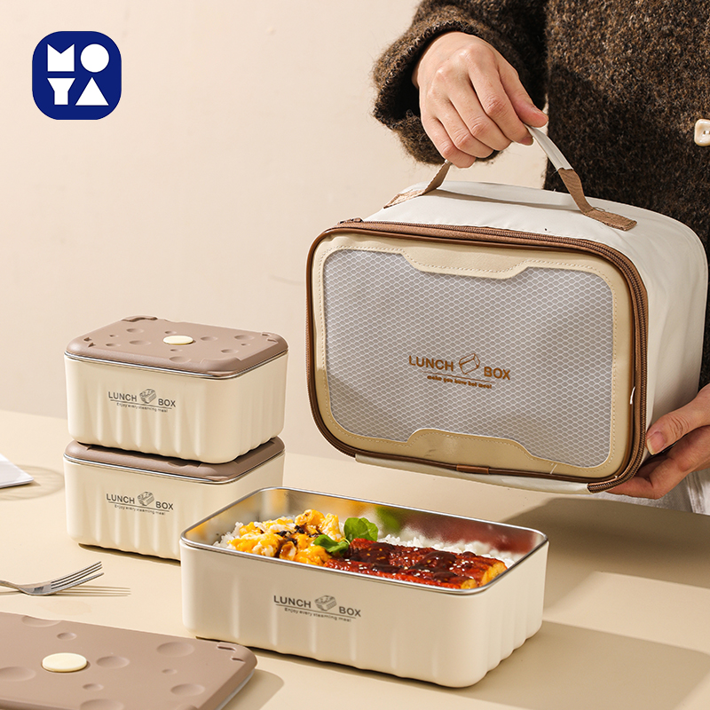 304 Stainless Steel Insulated Lunch Box Set with Insulated Carry Bag, Stackable Leakproof Bento Containers for Office & School