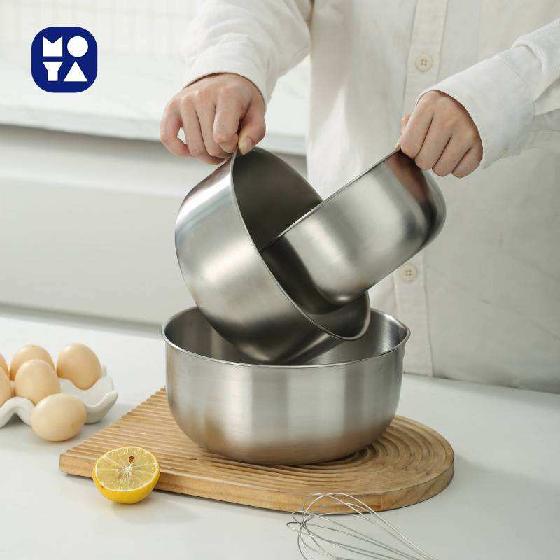 MOYA 304 Stainless Steel Colander Bowl Set, Double Layer Drain Basket with Measuring Marks for Fruit Vegetable Washing