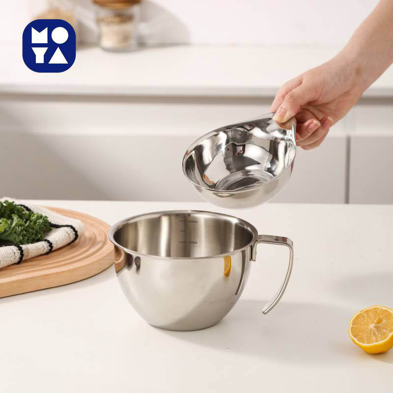 أوعية خلط من الفولاذ المقاوم للصدأ 304 مع مقبض