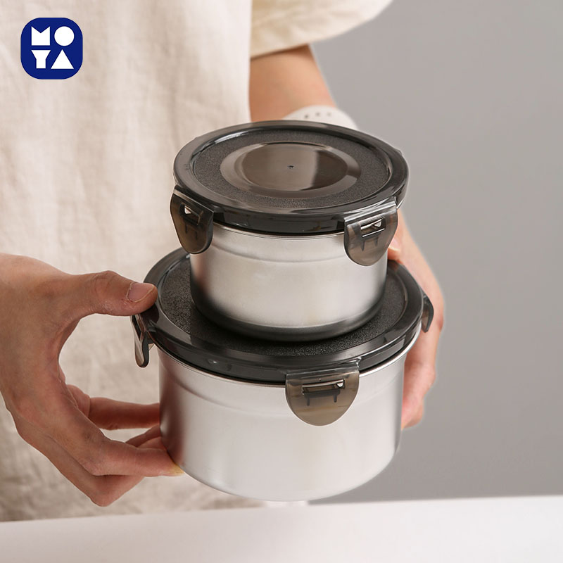 MOYA 304 Stainless Steel Airtight Food Storage Containers with Lids, Leakproof Stackable Lunch Boxes for Fridge Freezer Office Student Use
