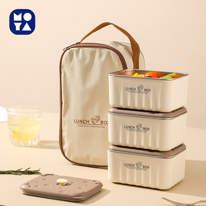 304 Stainless Steel Insulated Lunch Box Set with Insulated Carry Bag, Stackable Leakproof Bento Containers for Office & School