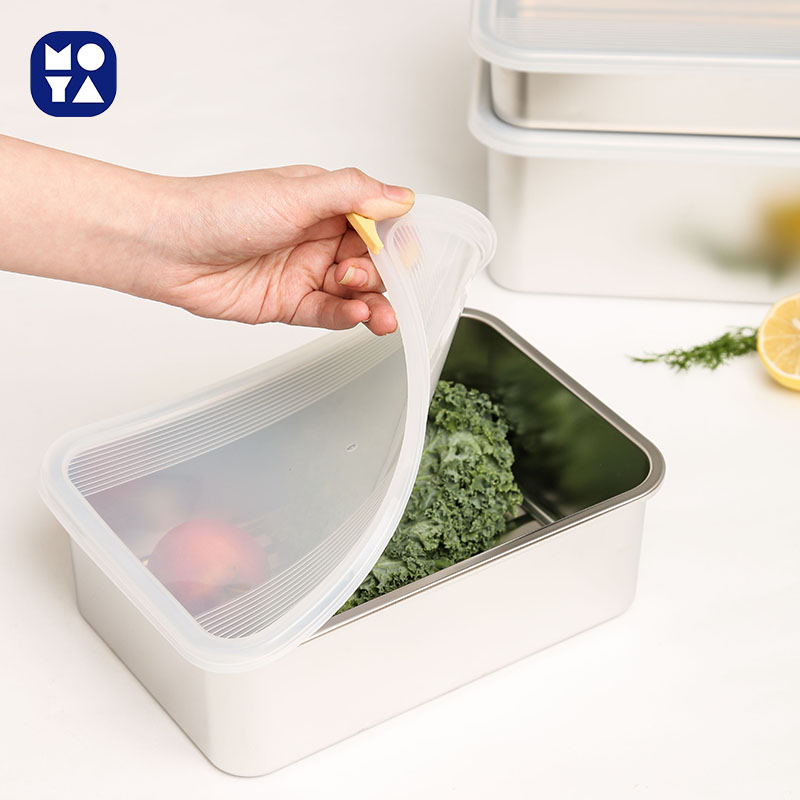 MOYA 304 Stainless Steel Food Storage Container with PE Lid, Single Box in Medium Size
