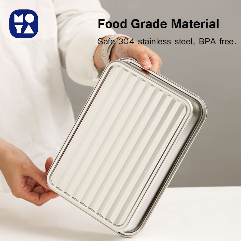 MOYA 304 Stainless Steel Food Storage Container with PE Lid, Single Box in Medium Size