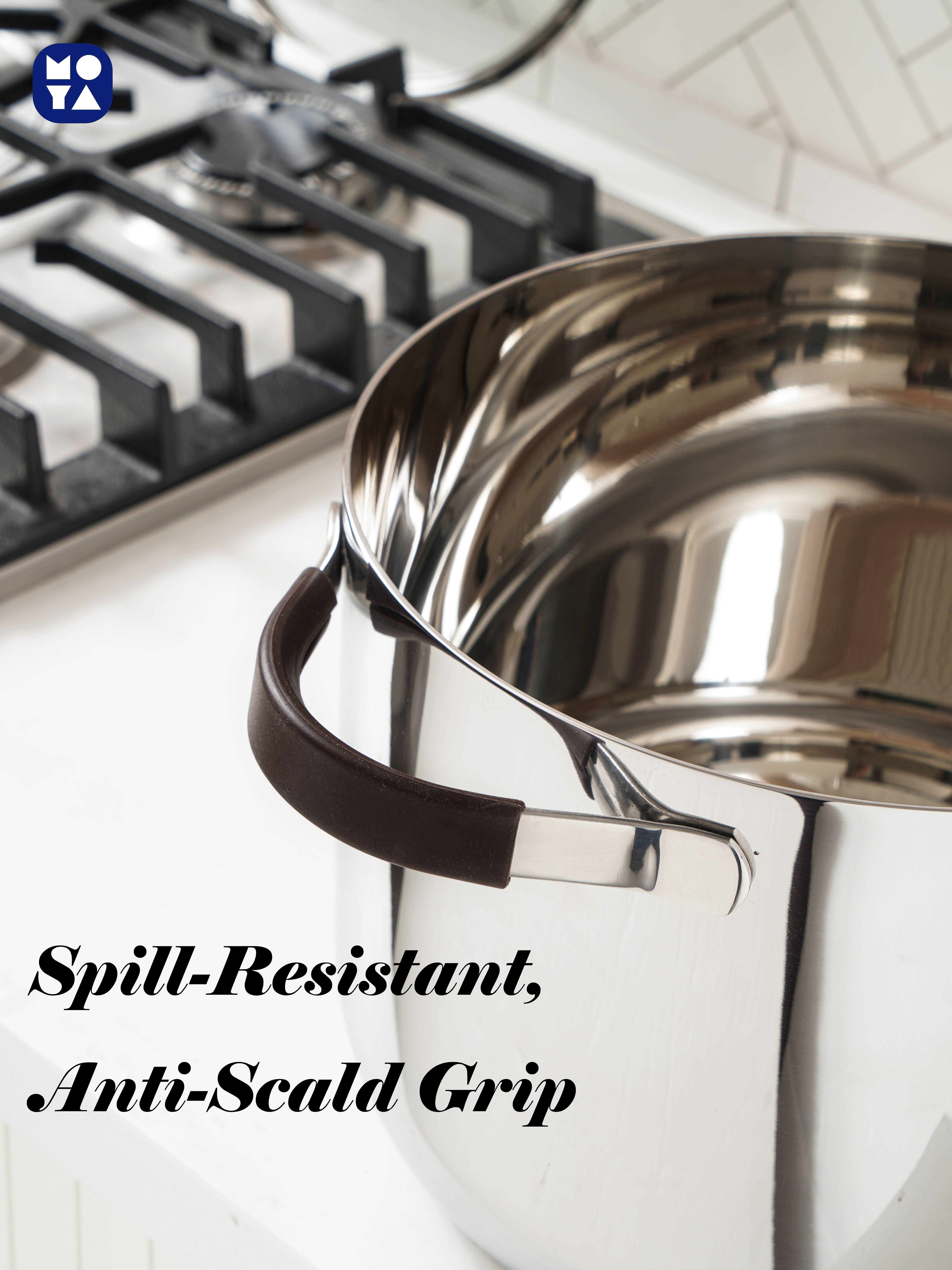 304 Stainless Steel Steamer Pot with Steamer Basket, Glass Lid & Anti-Scald Handles for Kitchen Cooking