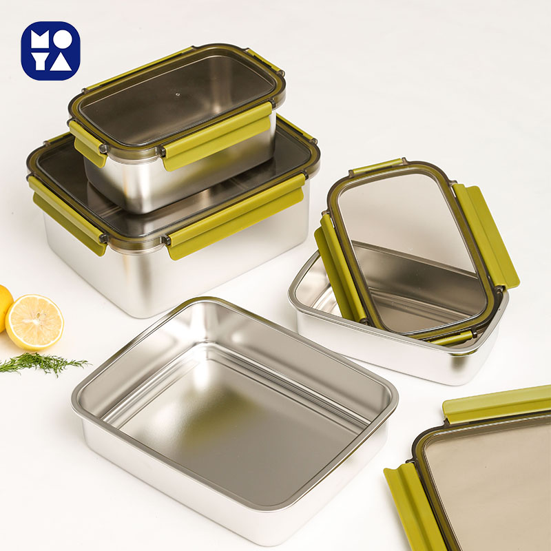 MOYA SUS304 Stainless Steel Insulated Food Storage Containers, 9-Piece Leak-Proof Fresh-Keeping Set with Multi Compartments for Camping & Meal Prep