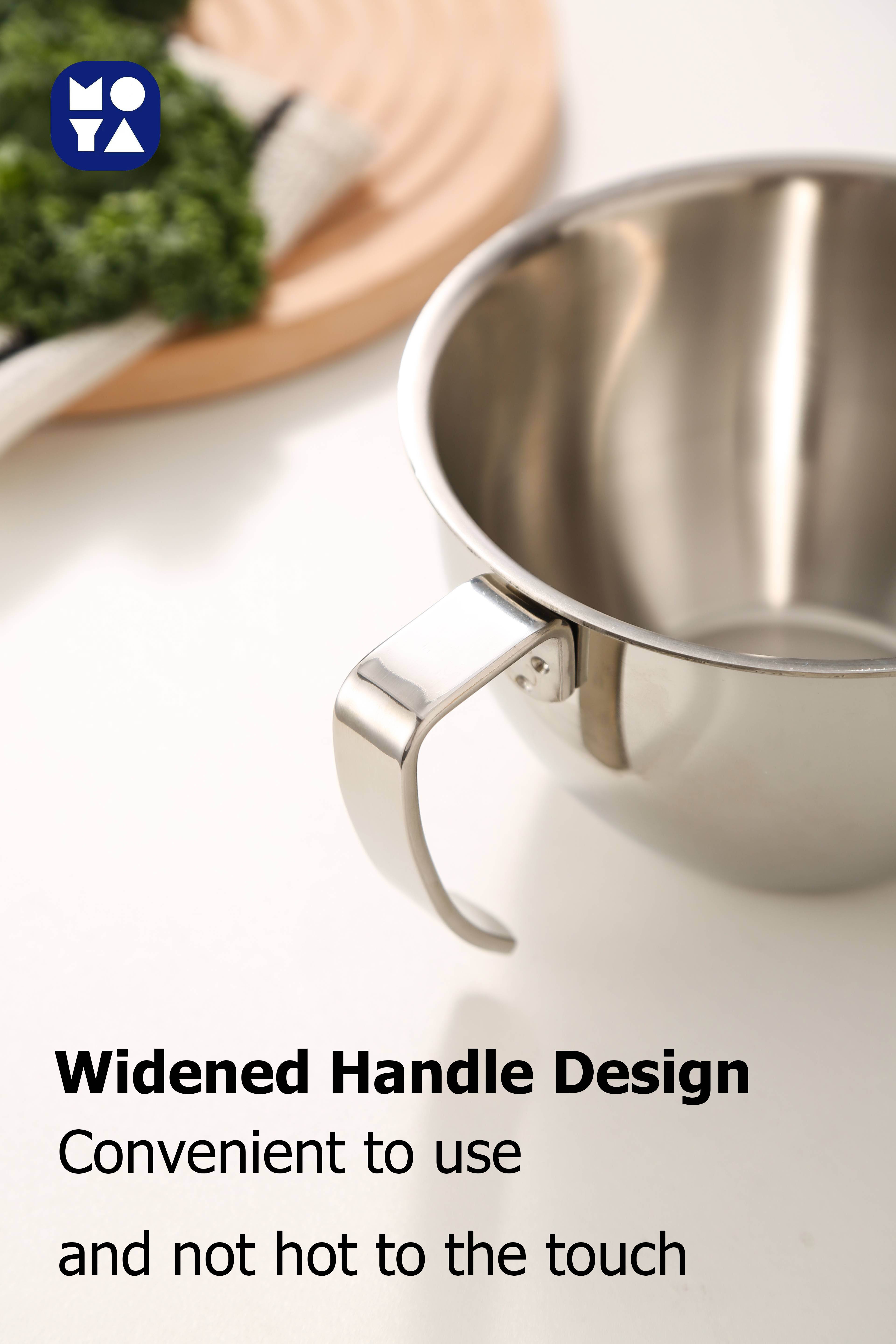 أوعية خلط من الفولاذ المقاوم للصدأ 304 مع مقبض