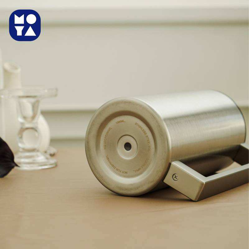 MOYA 304 Stainless Steel Insulated Thermal Carafe with Aluminum Handle, Denmark Style, One-Button Dispensing, Airtight Leak-Proof, for Home Office Party Use