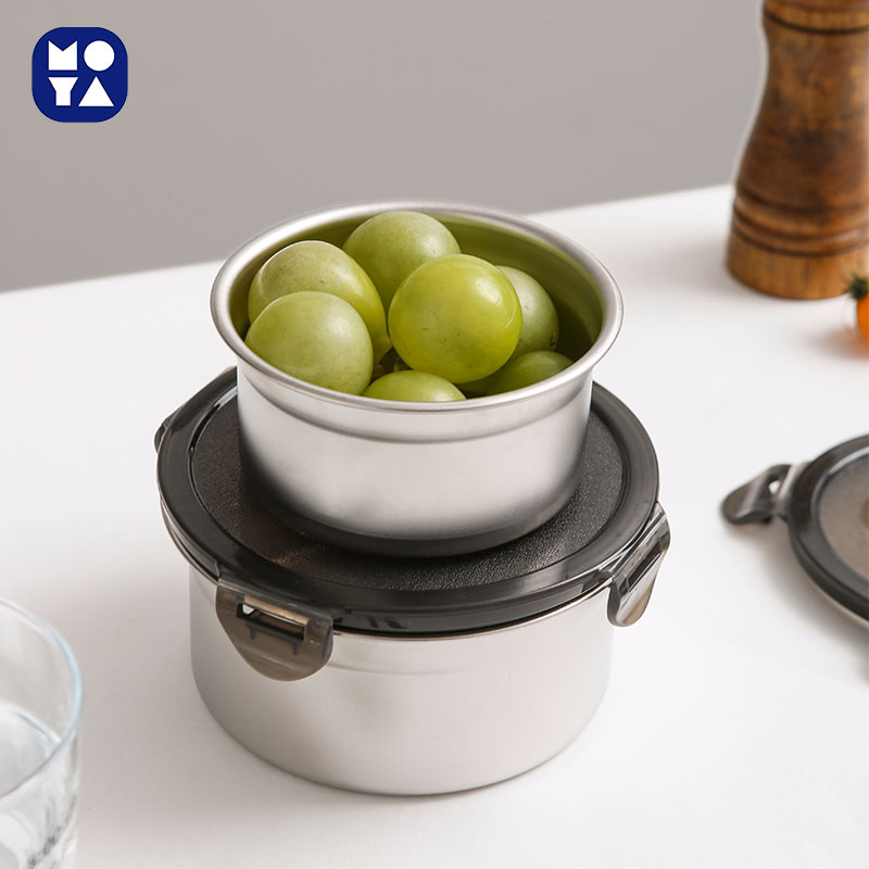 MOYA 304 Stainless Steel Airtight Food Storage Containers with Lids, Leakproof Stackable Lunch Boxes for Fridge Freezer Office Student Use