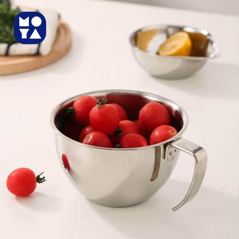 أوعية خلط من الفولاذ المقاوم للصدأ 304 مع مقبض