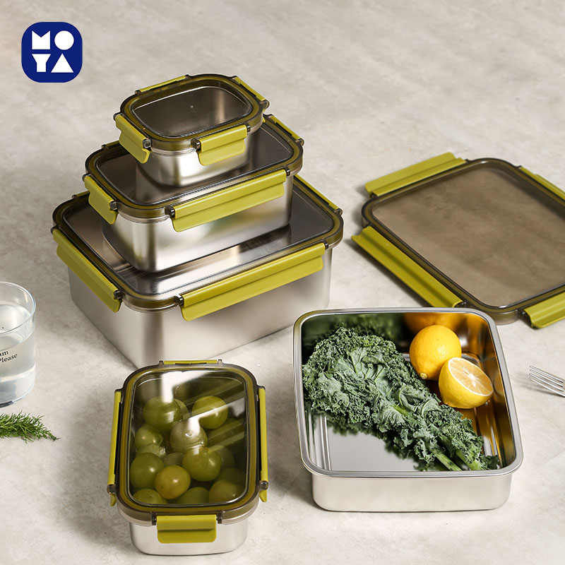 MOYA SUS304 Stainless Steel Insulated Food Storage Containers, 9-Piece Leak-Proof Fresh-Keeping Set with Multi Compartments for Camping & Meal Prep