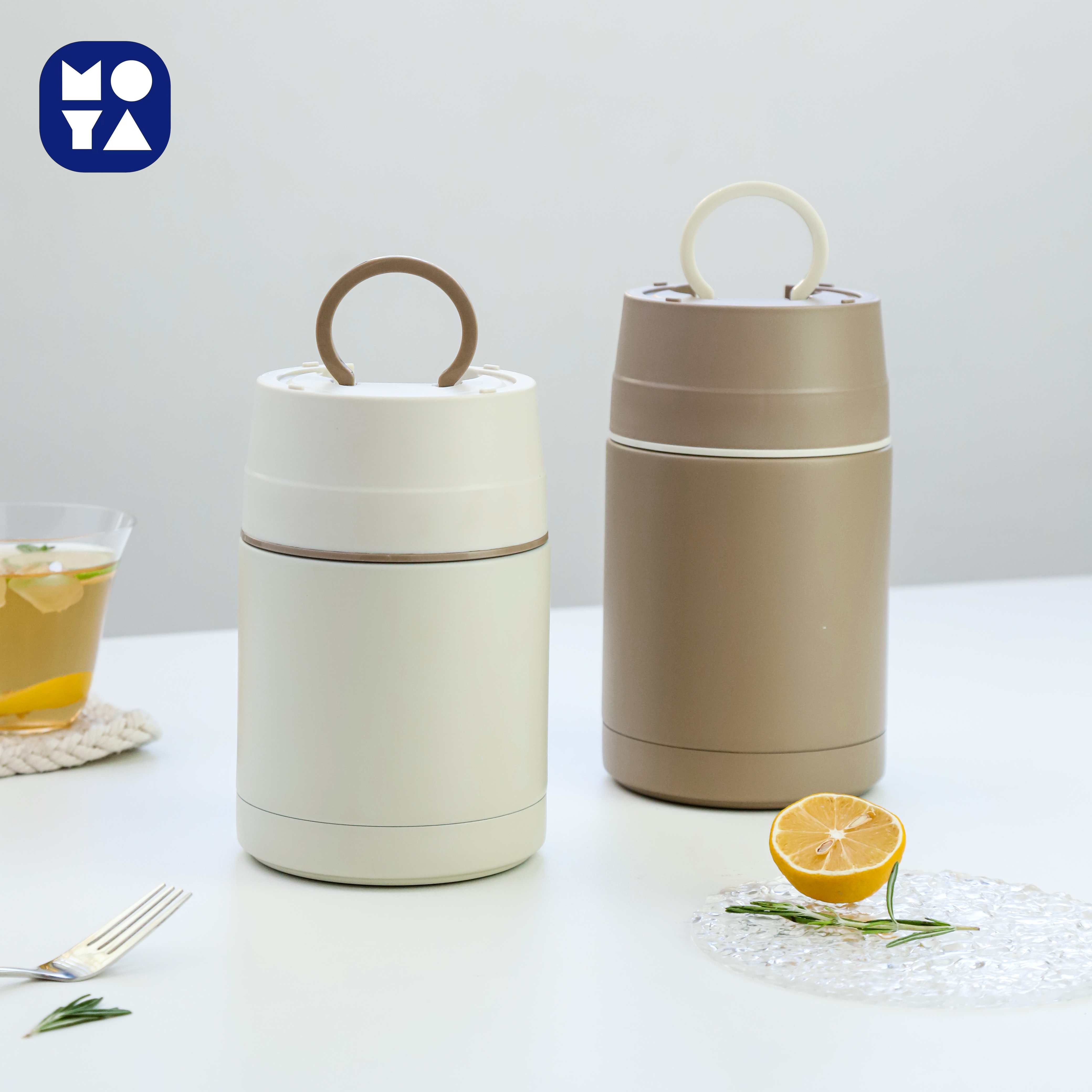 Vacuum Insulated Breakfast Cup | Leak-Proof Thermal Food Container MOYA 800ML&1000ML Vacuum Insulated Breakfast Cup Set with Foldable Spoon & Lunch Container