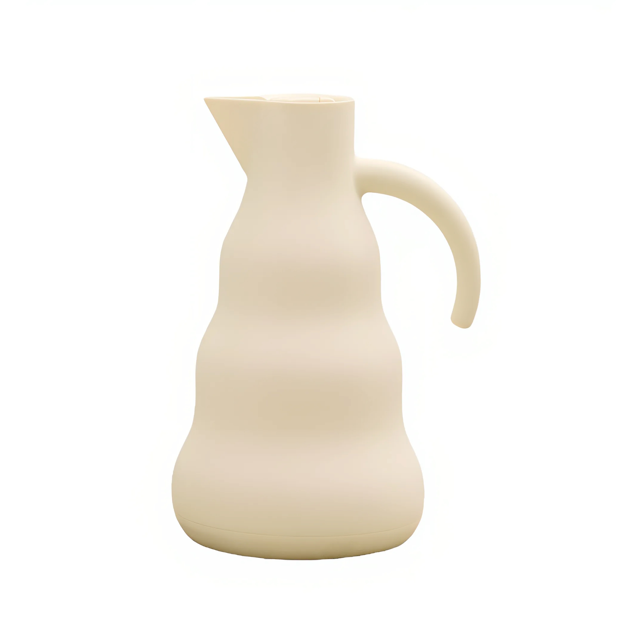 MOYA Wavy Thermal Carafe | Glass Liner Insulated Pitcher for Coffee & Tea MOYA Premium 304 Stainless Steel Thermal Carafe with Wavy Shape, Glass Liner for Heat Retention, Beige Color, Modern Minimalist Design