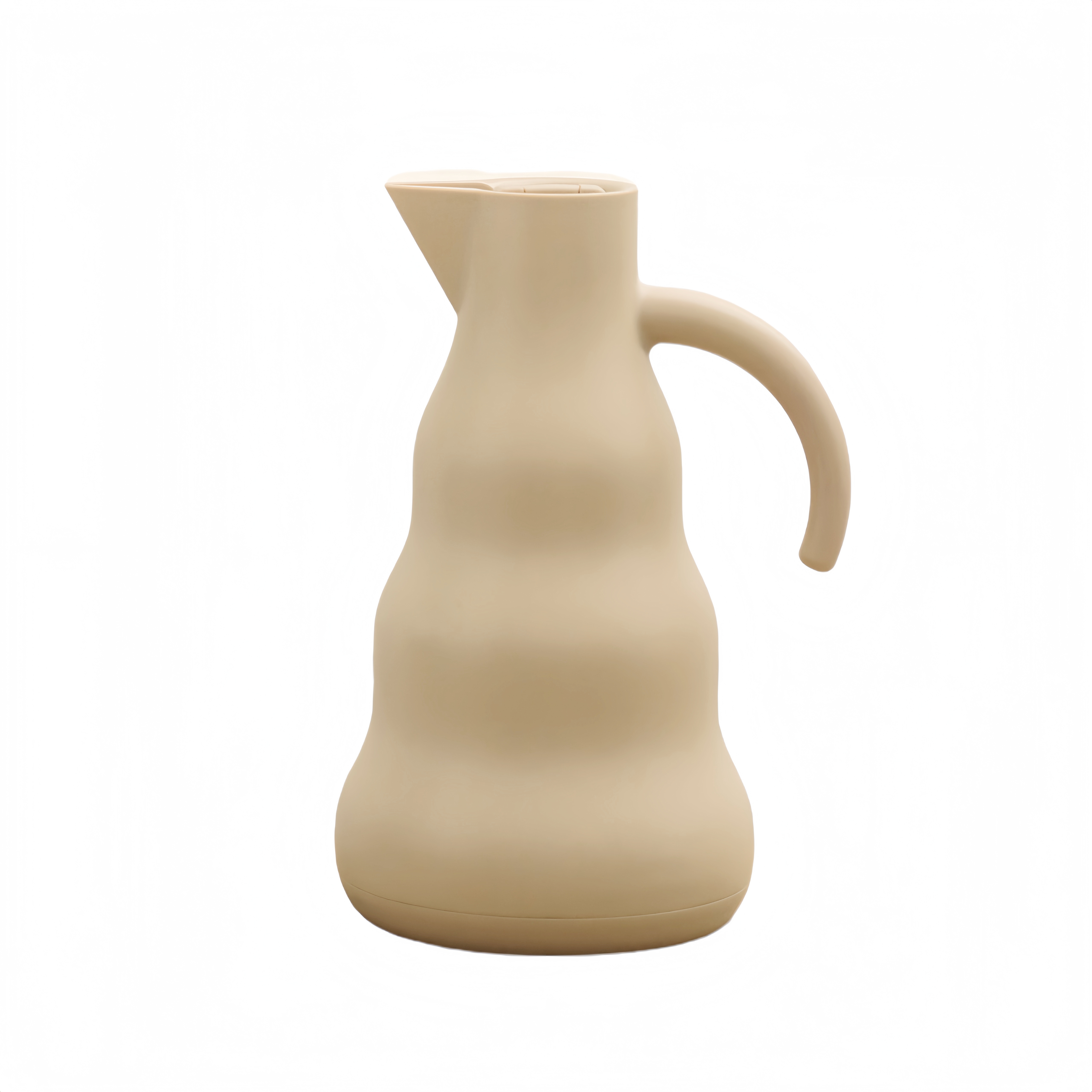 MOYA Wavy Thermal Carafe | Glass Liner Insulated Pitcher for Coffee & Tea MOYA Premium 304 Stainless Steel Thermal Carafe with Wavy Shape, Glass Liner for Heat Retention, Beige Color, Modern Minimalist Design