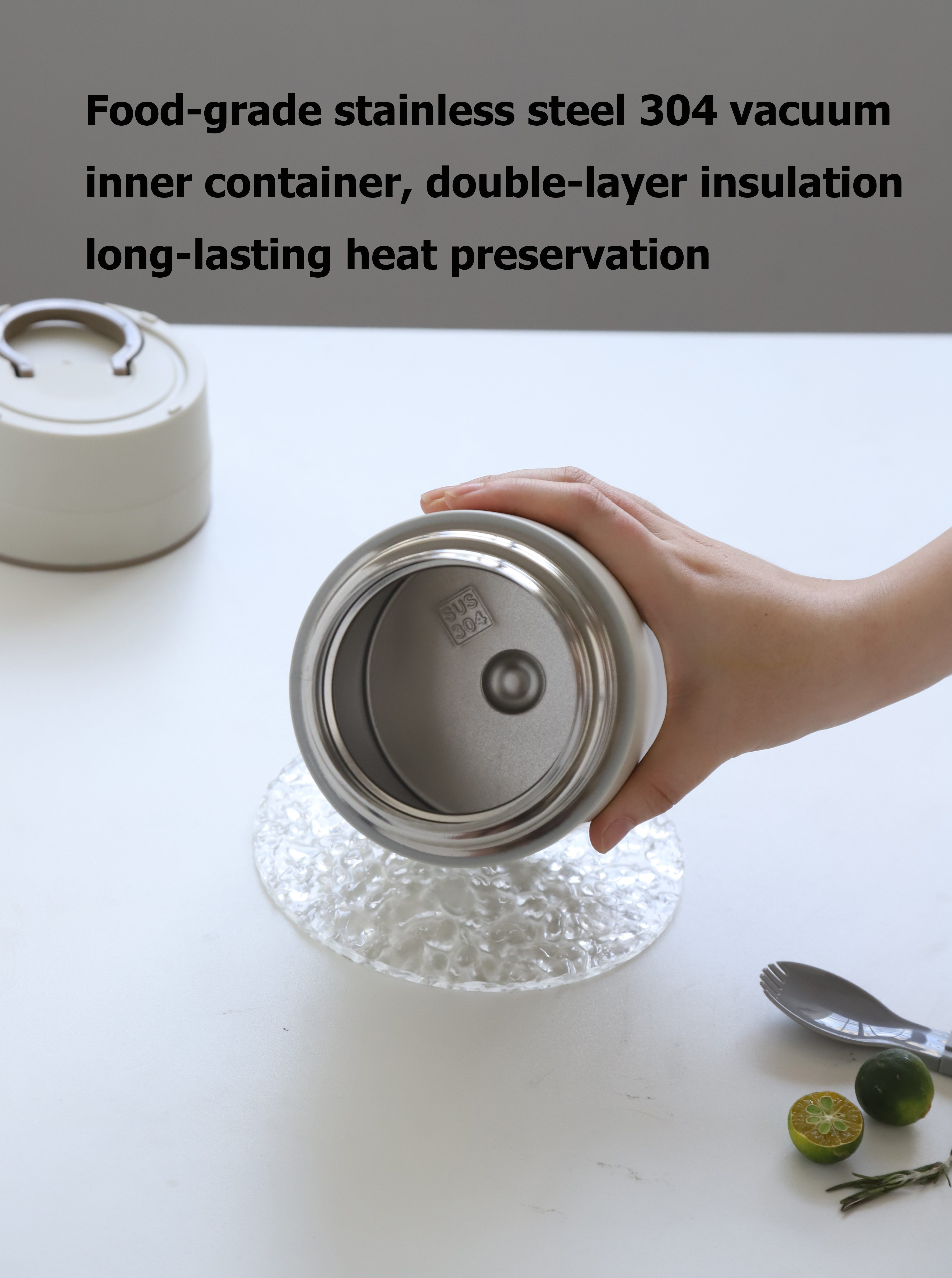 MOYA 800ML&1000ML Vacuum Insulated Breakfast Cup Set with Foldable Spoon & Lunch Container